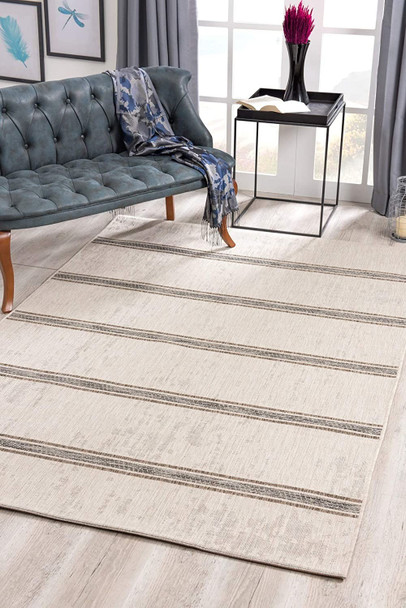 3 x 20 Ivory Transitional Striped Runner Rug