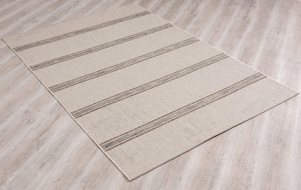 3 x 8 Ivory Transitional Striped Runner Rug