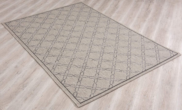 3 x 13 Gray Geometric Lattice Runner Rug