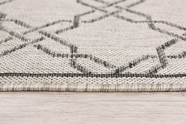 3 x 8 Gray Geometric Lattice Runner Rug