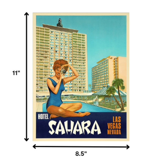 8.5" x 11" Hotel Sahara c1960s Las Vegas Vintage Travel Poster Wall Art