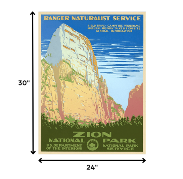 24" x 32" Zion National Park c1938 Vintage Travel Poster Wall Art