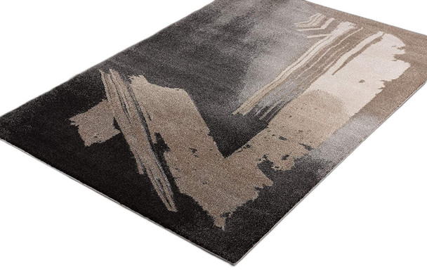 8 x 11 Gray and Tan Abstract Stroke Area Rug