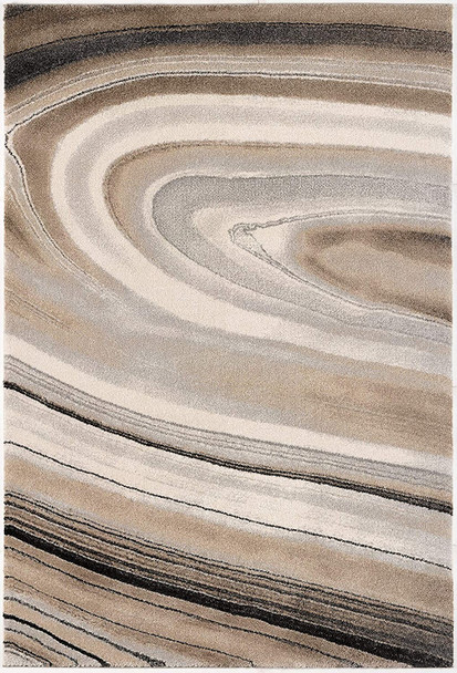 8 x 11 Cream and Tan Abstract Marble Area Rug