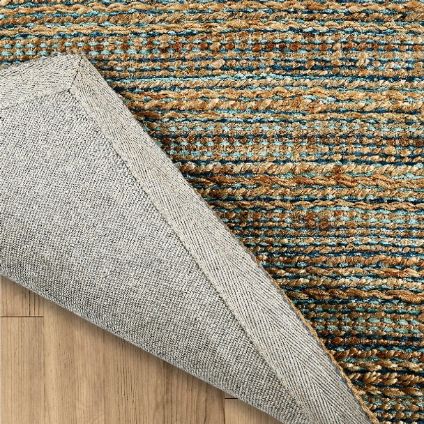 9 x 12 Teal and Natural Braided Jute Area Rug