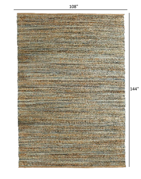 9 x 12 Teal and Natural Braided Jute Area Rug