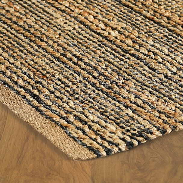 8 x 10 Gray and Natural Braided Striped Area Rug