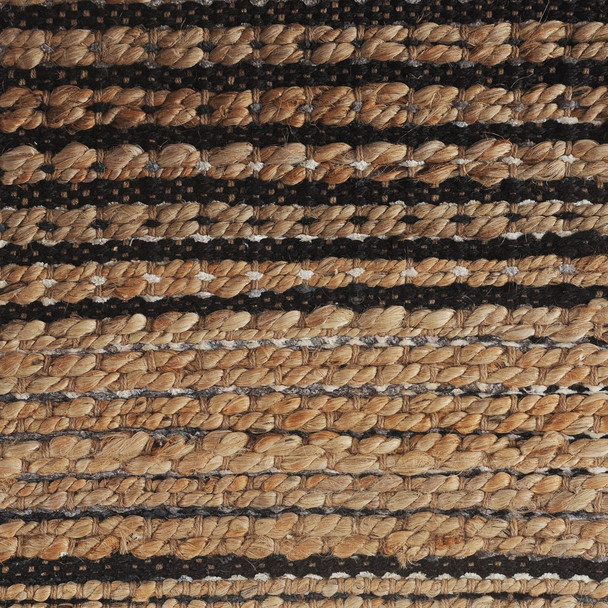 9 x 12 Tan and Black Eclectic Striped Area Rug