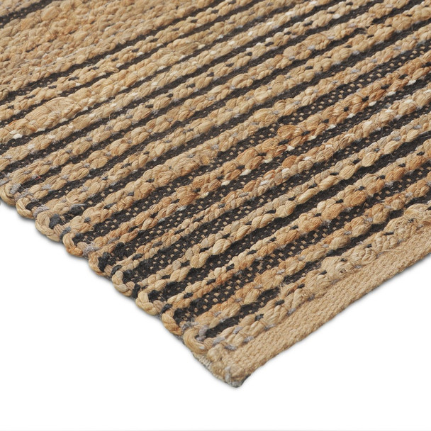 9 x 12 Tan and Black Eclectic Striped Area Rug