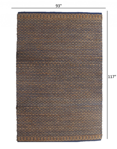 8 x 10 Tan and Blue Detailed Lattice Area Rug