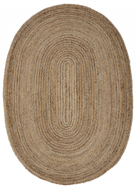 9 Brown Oval Shaped Jute Area Rug