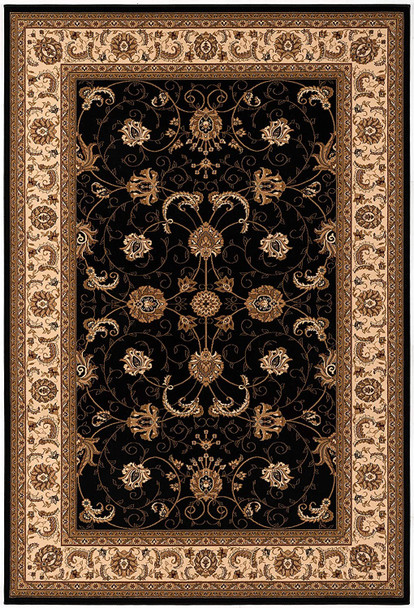 2 x 20 Black and Tan Floral Vines Runner Rug