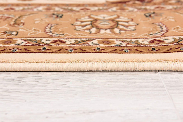 3 x 8 Cream and Tan Ornate Border Runner Rug