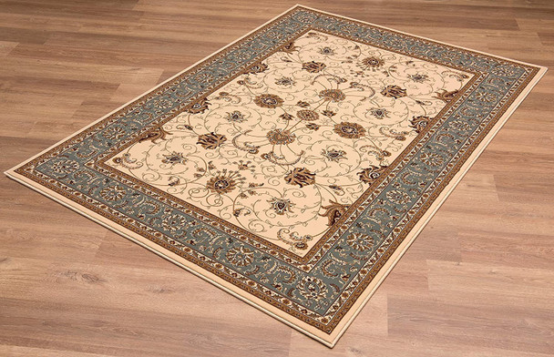 2 x 15 Cream and Blue Traditional Runner Rug