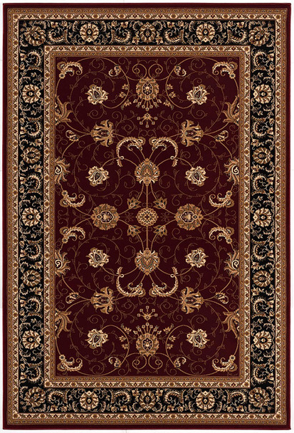 7 x 9 Red and Black Ornamental Area Rug