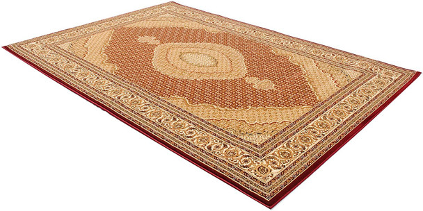 3 x 13 Red and Beige Medallion Runner Rug