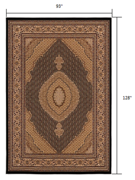 8 x 11 Black and Beige Medallion Area Rug