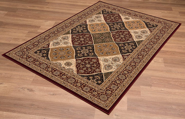 7 x 9 Red Decorative Diamonds Area Rug