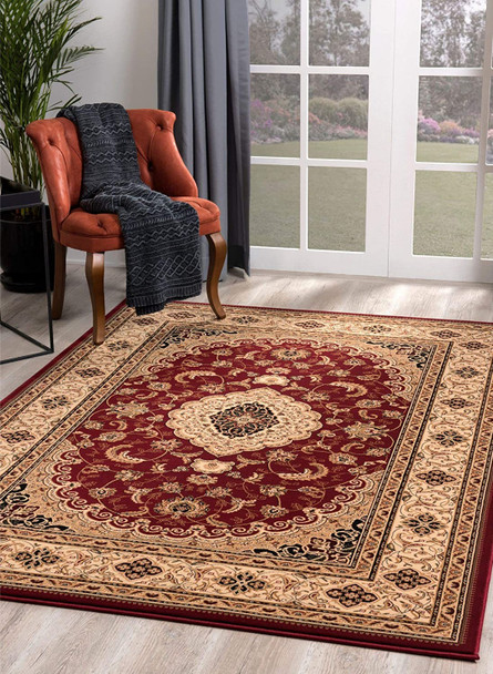 4 x 6 Red Floral Medallion Area Rug