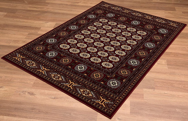 4 x 6 Red Eclectic Geometric Pattern Area Rug