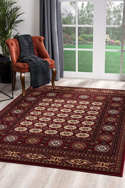 8 x 11 Red Eclectic Geometric Pattern Area Rug