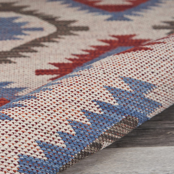 5 x 7 Red and Blue Geometric Diamonds Area Rug