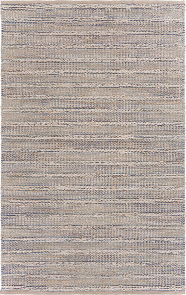 9 x 12 Blue and Cream Braided Jute Area Rug