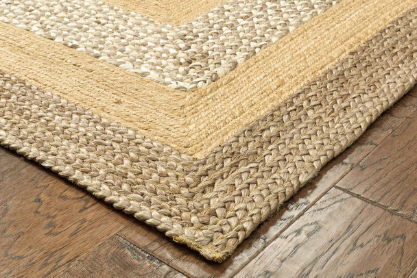 5 x 8 Tan and Beige Bordered Area Rug