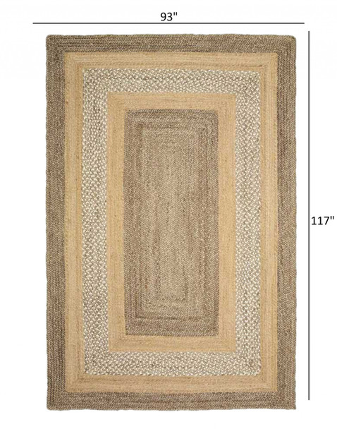 8 x 10 Tan and Beige Bordered Area Rug