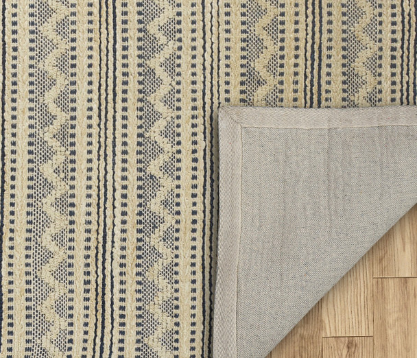 8 x 10 Blue and Beige Chevron Striped Area Rug