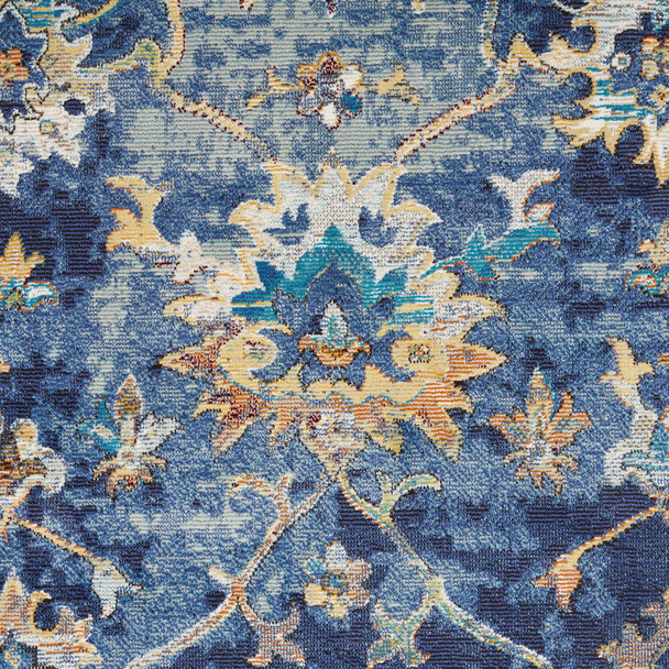 4 x 6 Blue and Gold Jacobean Area Rug