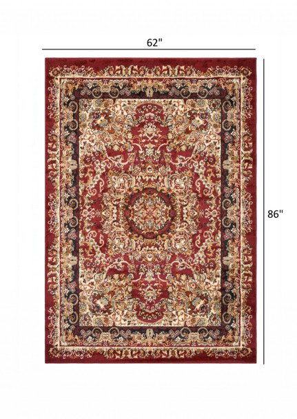 5 x 7 Red Royal Medallion Area Rug