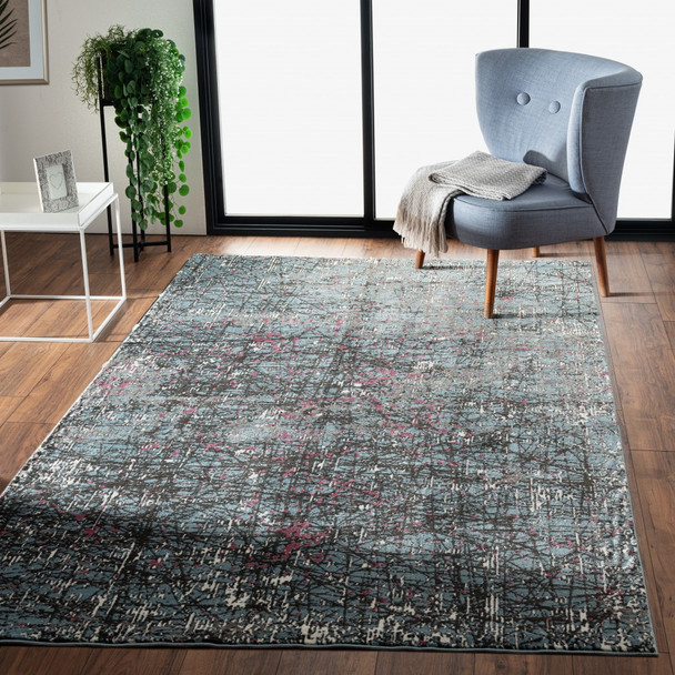 8 x 10 Blue Chaotic Strokes Area Rug