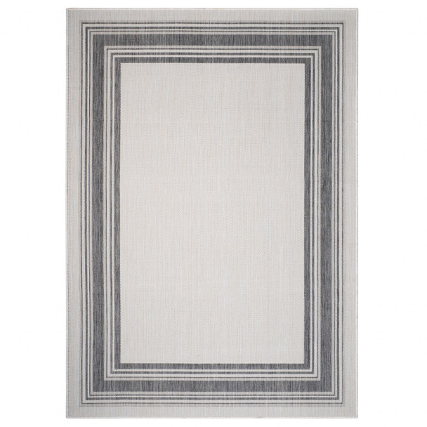 3 x 5 Gray Framed Indoor Outdoor Area Rug