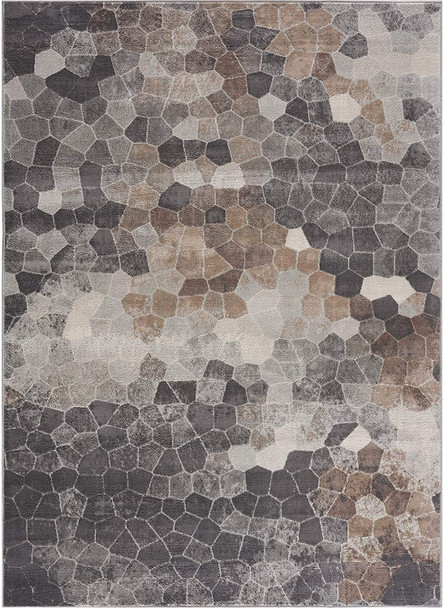 2 x 10 Beige Cobblestone Pattern Runner Rug