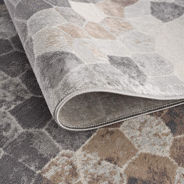 8 x 11 Beige Cobblestone Pattern Area Rug