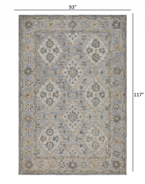 8 x 10 Blue and Tan Traditional Area Rug