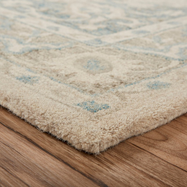 8 x 10 Turquoise and Cream Medallion Area Rug