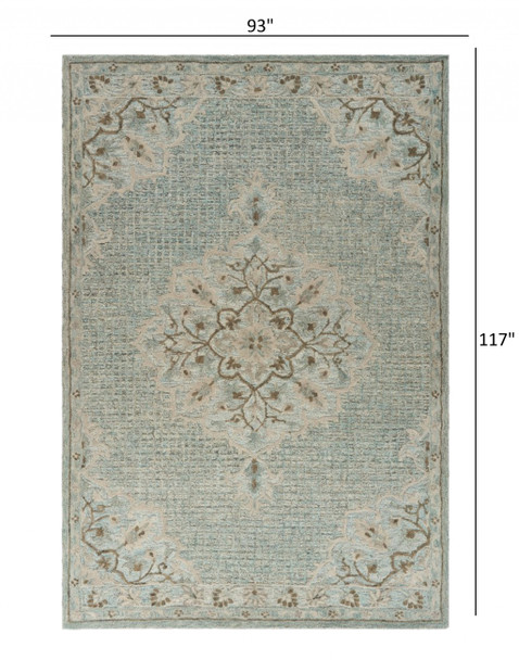 8 x 10 Blue and Beige Flor Medallion Area Rug