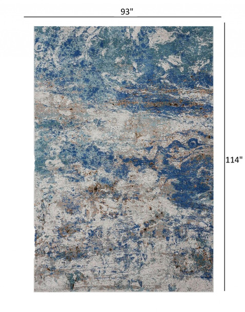 8 x 10 Blue and Gray Abstract Earth Area Rug
