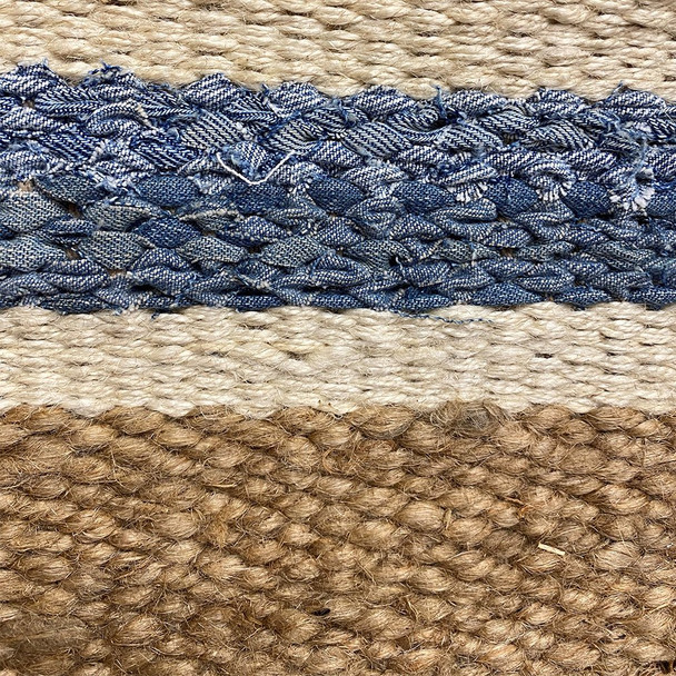 5 x 7 Tan and Blue Striped Area Rug