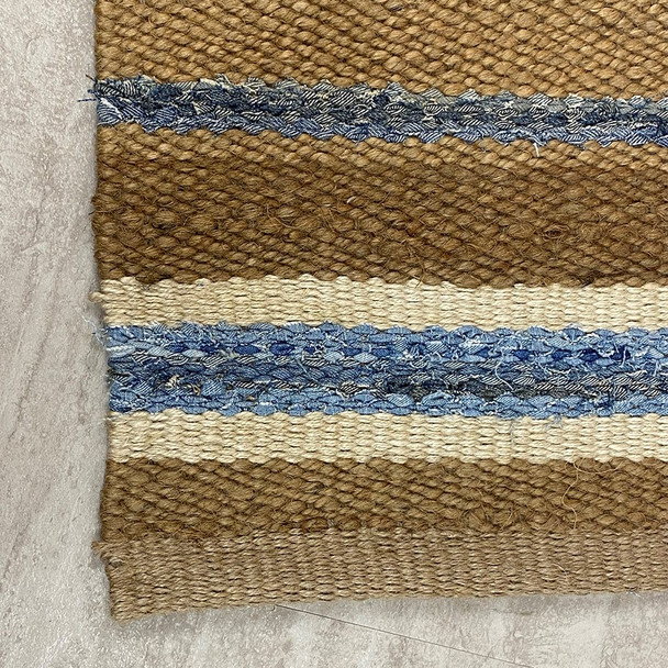 5 x 7 Tan and Blue Striped Area Rug