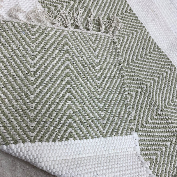 2 x 4 Green and White Chevron Striped Area Rug