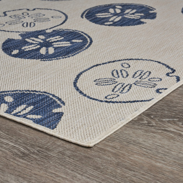 5 x 7 Navy Sand Dollars Indoor Outdoor Area Rug