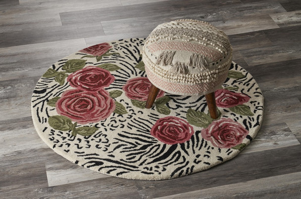 6 Round Red Rose Bed Area Rug