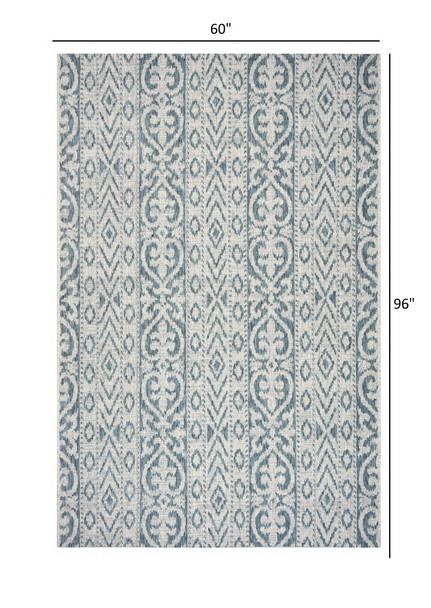 5 x 8 Blue Geometric Indoor Outdoor Area Rug