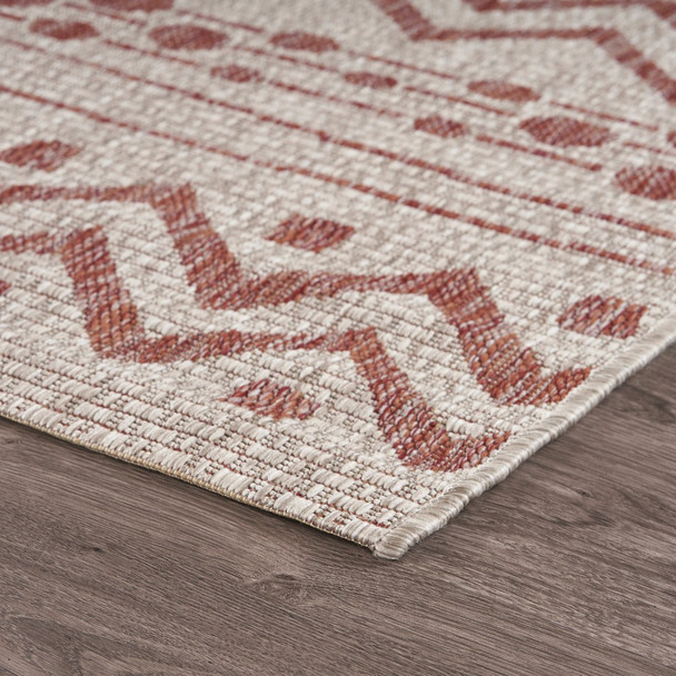 2 x 3 Red Zigzag Indoor Outdoor Scatter Rug