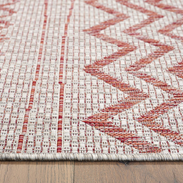 5 x 8 Red Zigzag Indoor Outdoor Area Rug