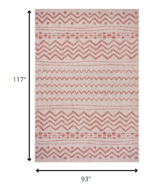 8 x 10 Red Zigzag Indoor Outdoor Area Rug