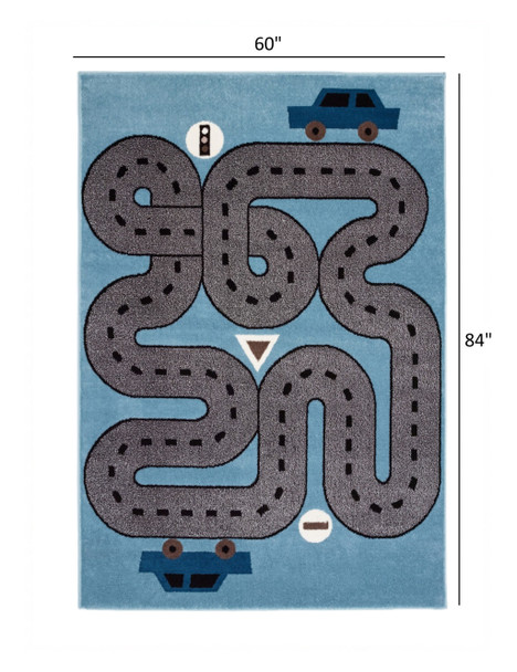 5 x 7 Blue Imaginative Racetrack Area Rug